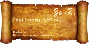 Zselinszky Róza névjegykártya